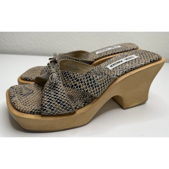 Steve Madden Caesar Snake Print Wooden Slide Size 10 - Picture 1 of 12